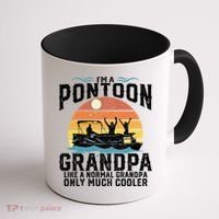 Pontoon Grandpa Captain Retro Funny Boating Fathers Day Gift Coffee Mug thumb 1
