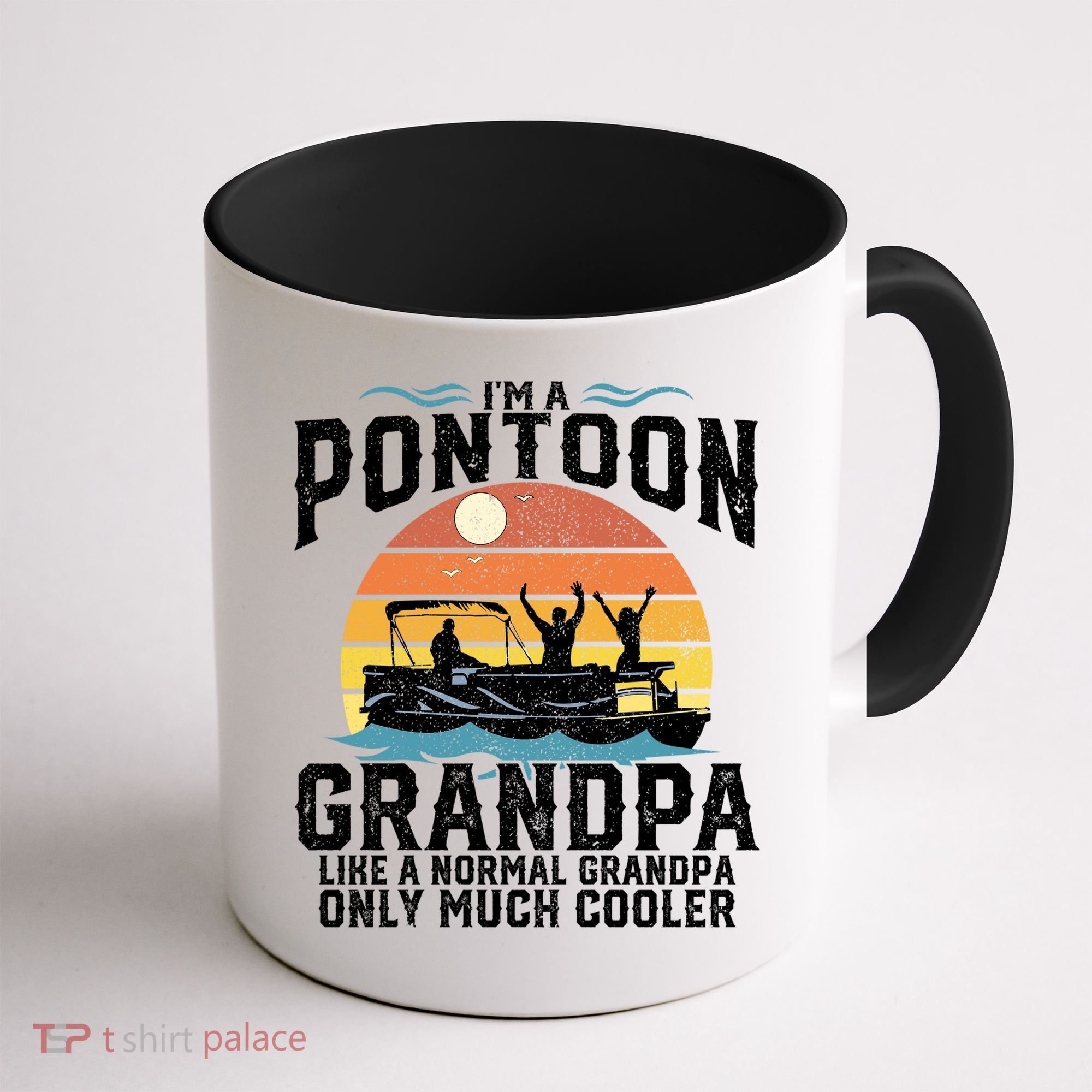 Pontoon Grandpa Captain Retro Funny Boating Fathers Day Gift Coffee Mug