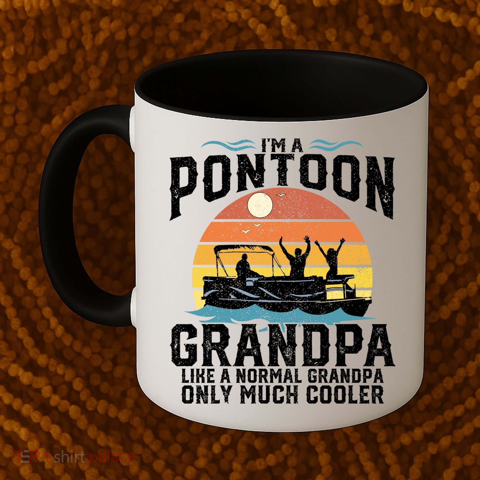 Pontoon Grandpa Captain Retro Funny Boating Fathers Day Gift Coffee Mug
