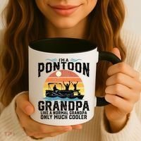 Pontoon Grandpa Captain Retro Funny Boating Fathers Day Gift Coffee Mug thumb 3