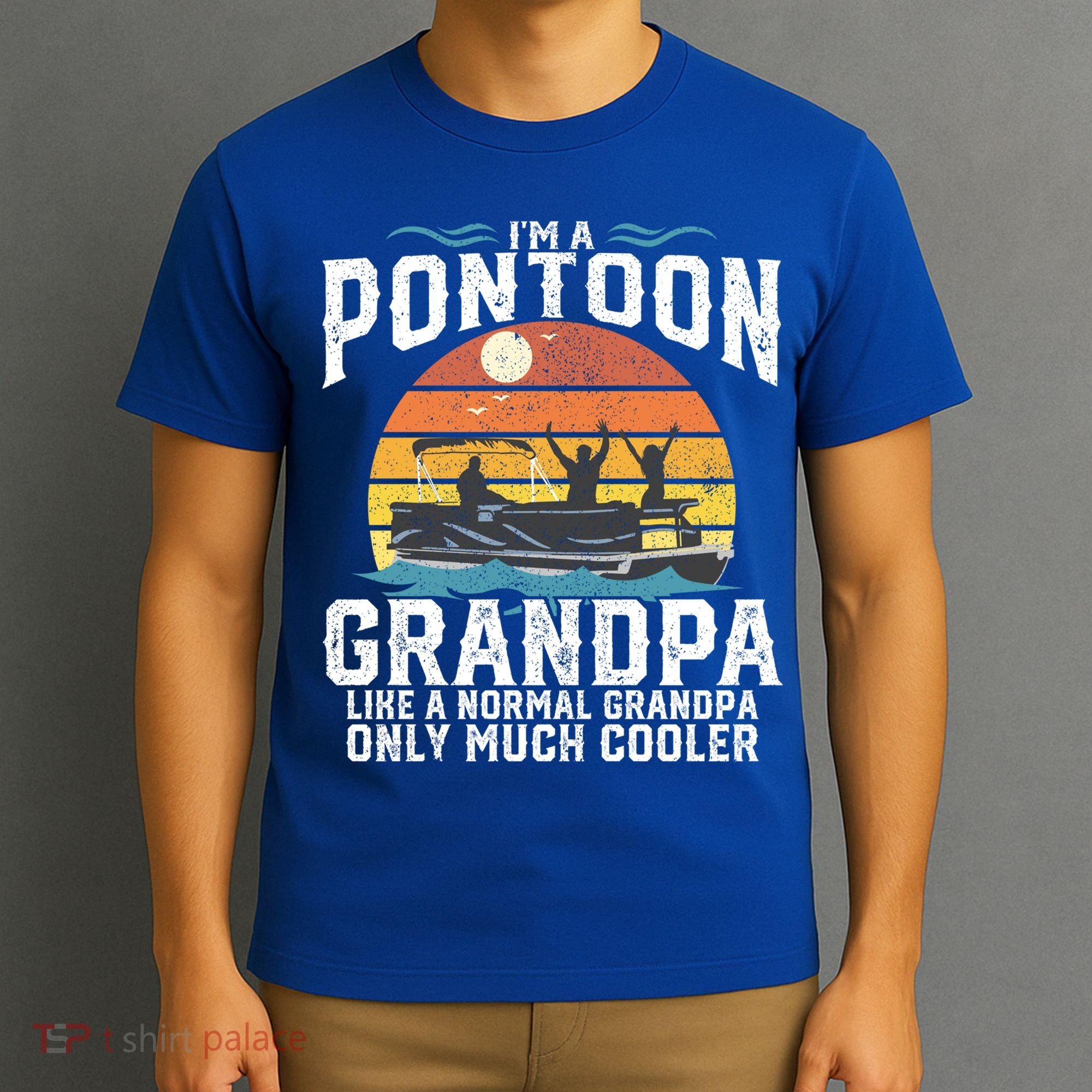 Pontoon Grandpa Captain Retro Funny Boating Fathers Day Gift T-Shirt