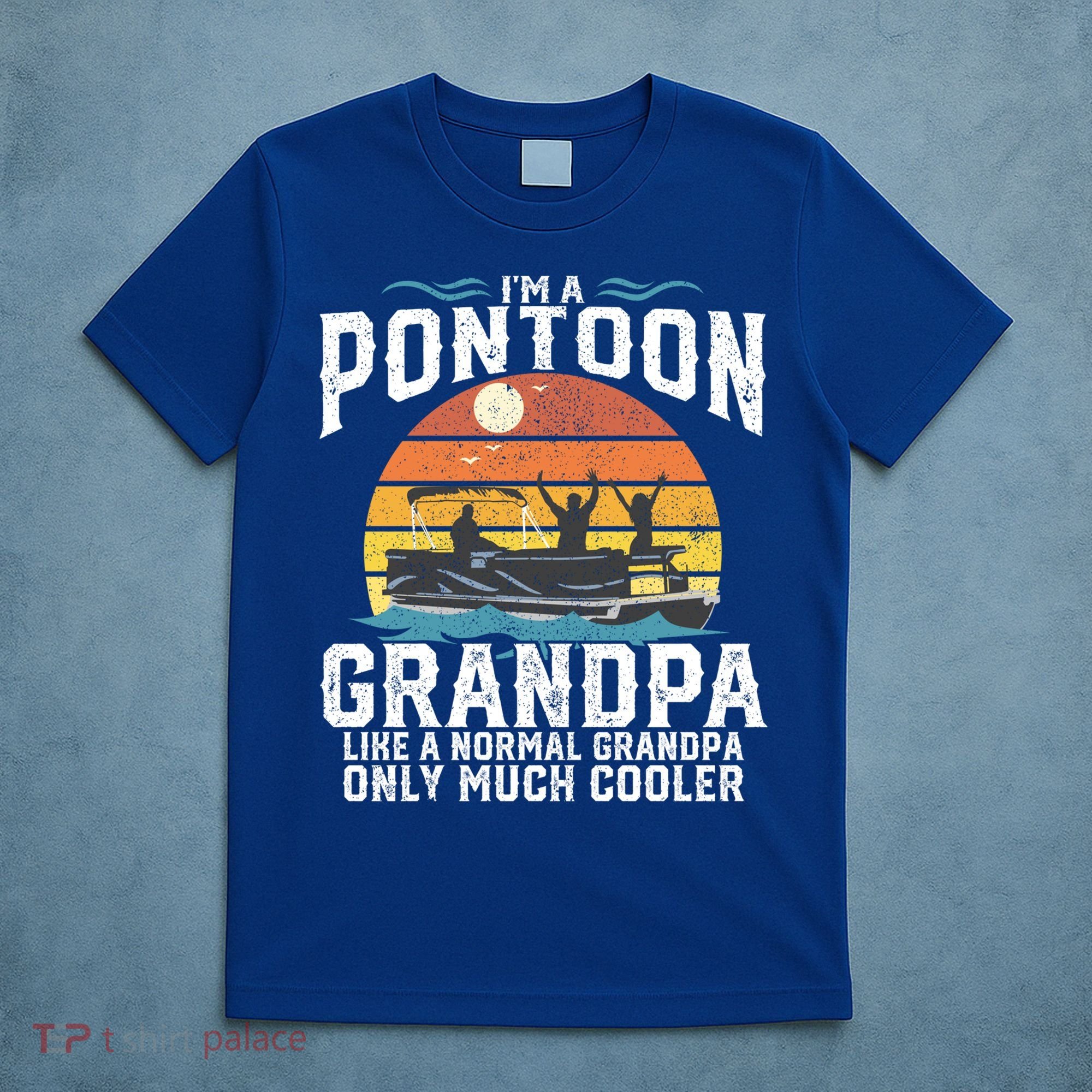 Pontoon Grandpa Captain Retro Funny Boating Fathers Day Gift T-Shirt