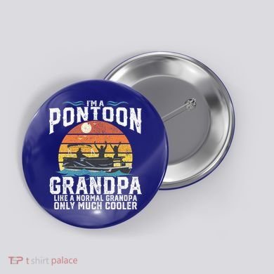 Pontoon Grandpa Captain Retro Funny Boating Fathers Day Gift Button