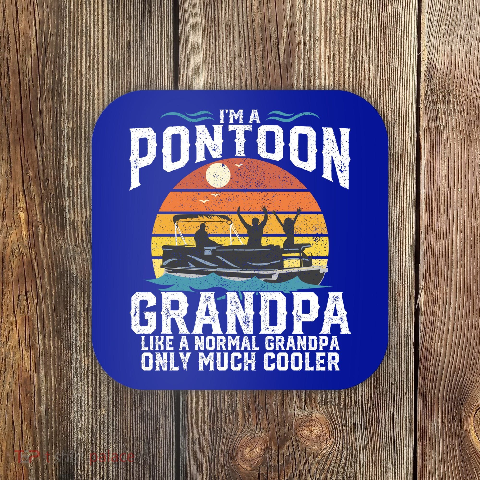 Pontoon Grandpa Captain Retro Funny Boating Fathers Day Gift Coaster