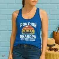 Pontoon Grandpa Captain Retro Funny Boating Fathers Day Gift Women's Tank Top thumb 2