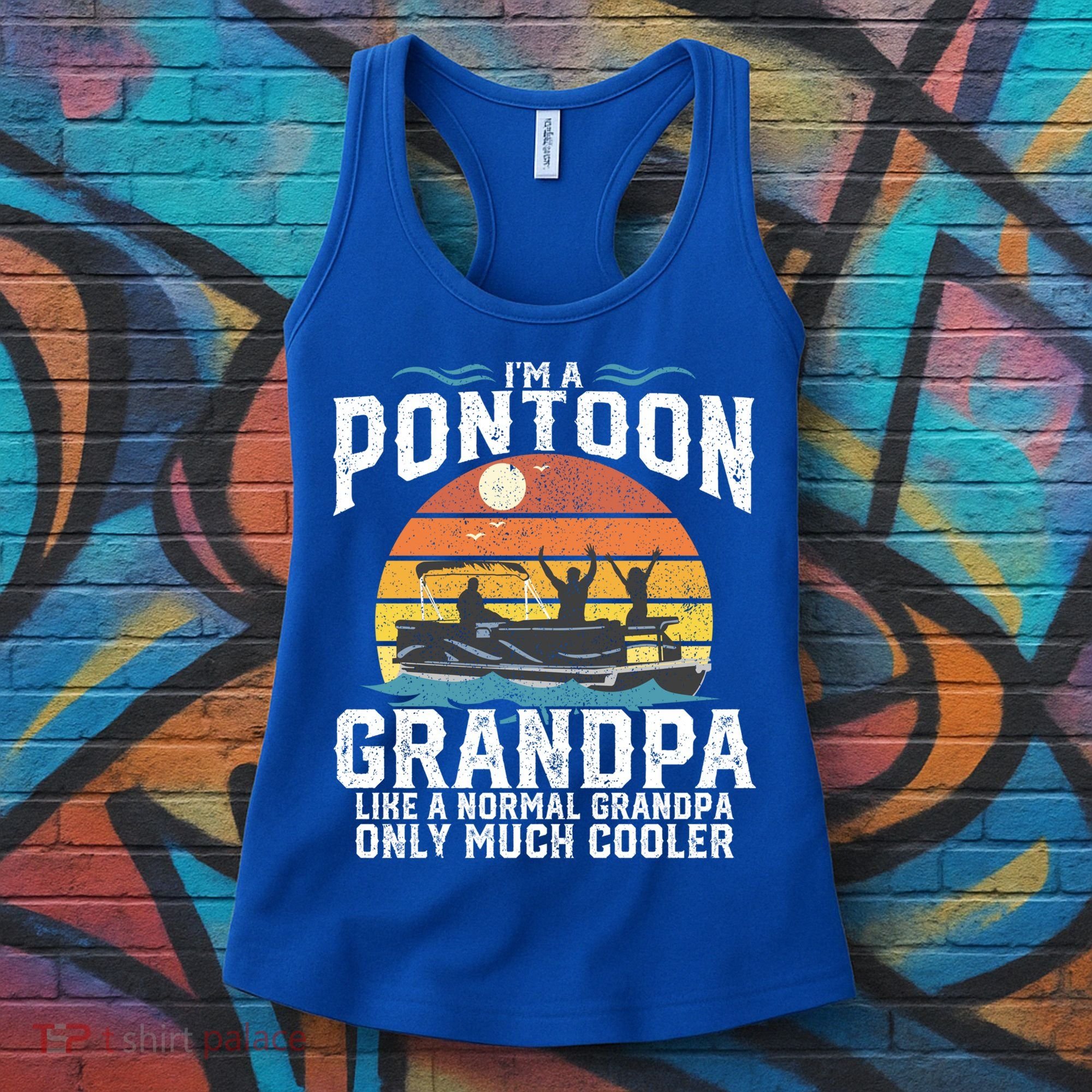 Pontoon Grandpa Captain Retro Funny Boating Fathers Day Gift Women's Tank Top
