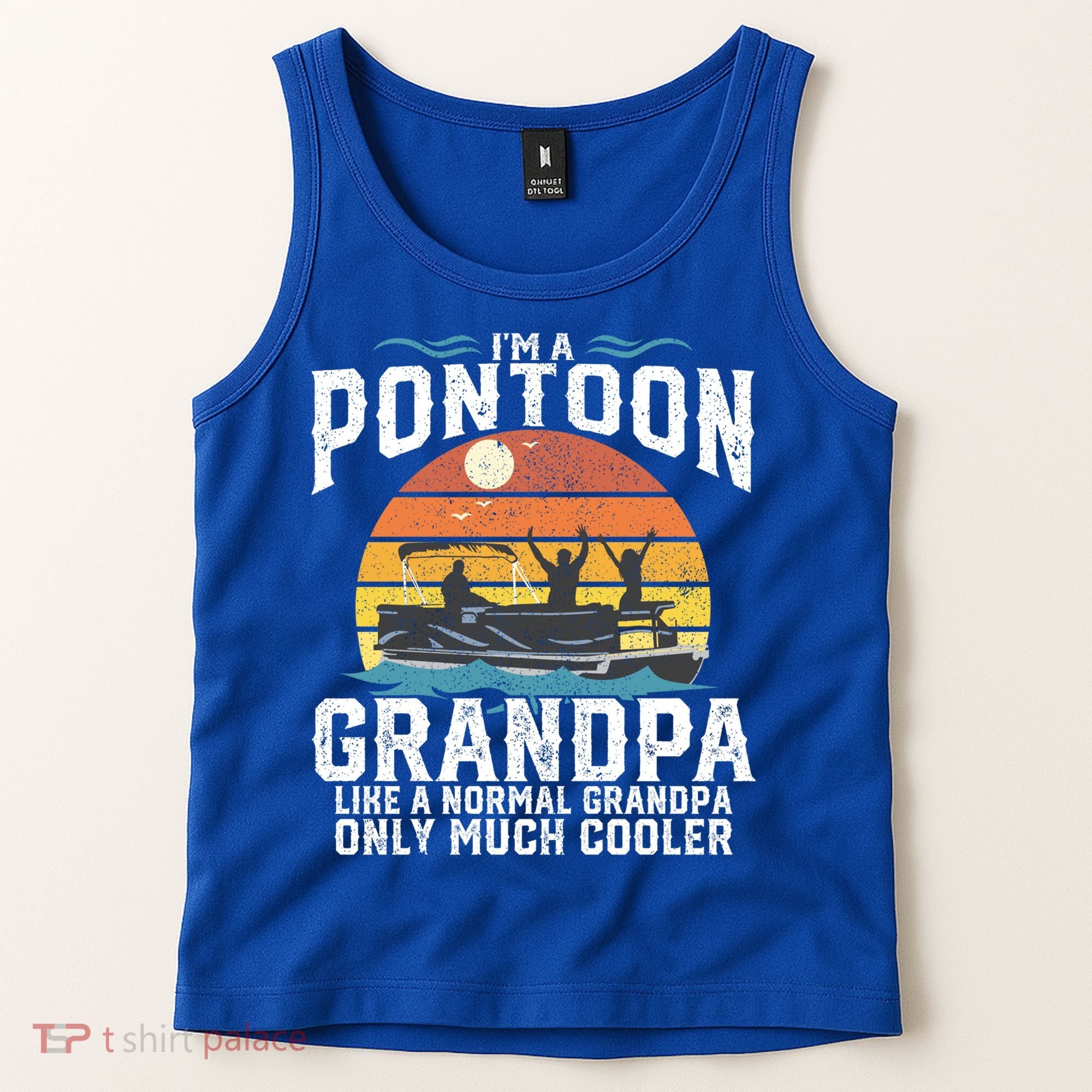 Pontoon Grandpa Captain Retro Funny Boating Fathers Day Gift Tank Top