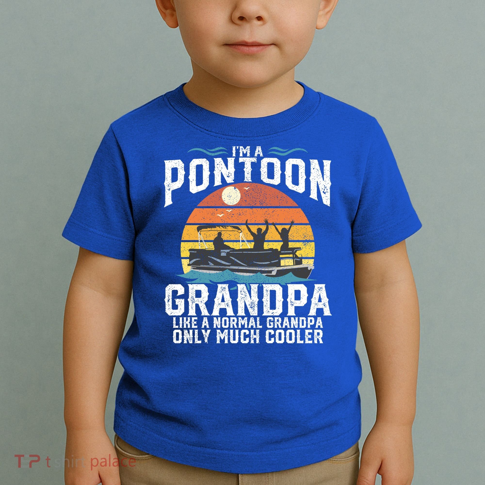 Pontoon Grandpa Captain Retro Funny Boating Fathers Day Gift Toddler T-Shirt