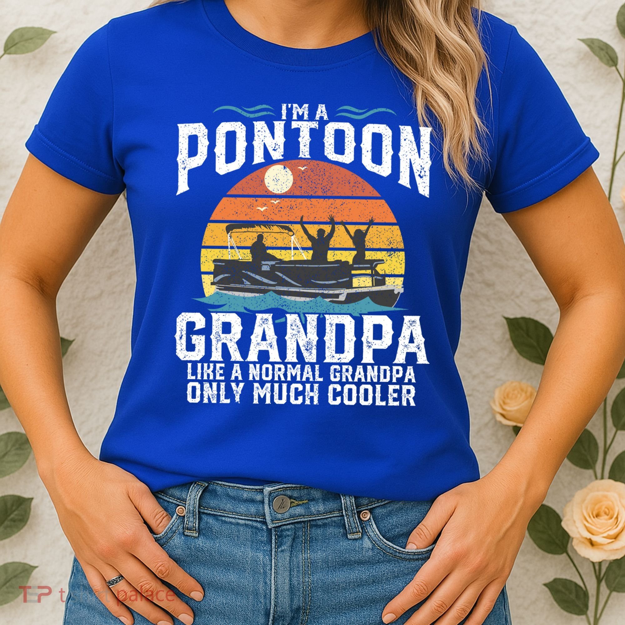 Pontoon Grandpa Captain Retro Funny Boating Fathers Day Gift Women's T-Shirt
