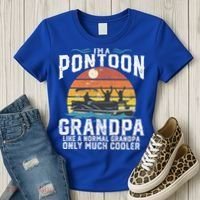 Pontoon Grandpa Captain Retro Funny Boating Fathers Day Gift Women's T-Shirt thumb 3