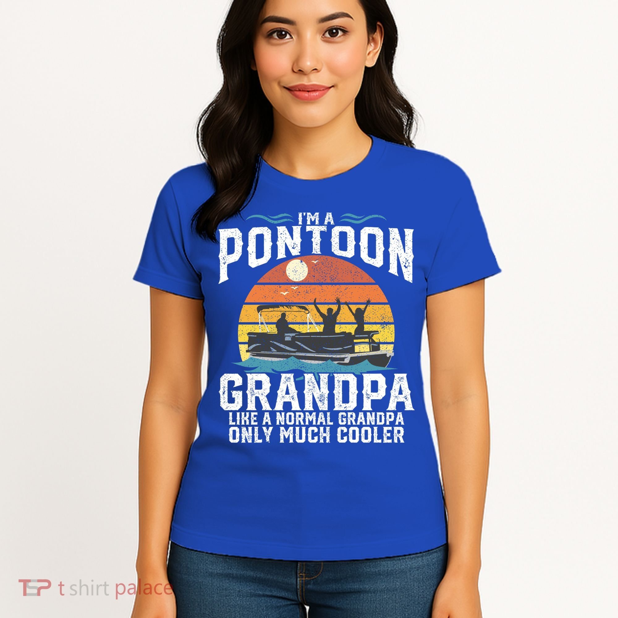 Pontoon Grandpa Captain Retro Funny Boating Fathers Day Gift Women's T-Shirt