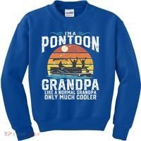 Pontoon Grandpa Captain Retro Funny Boating Fathers Day Gift Kids Sweatshirt thumb 0