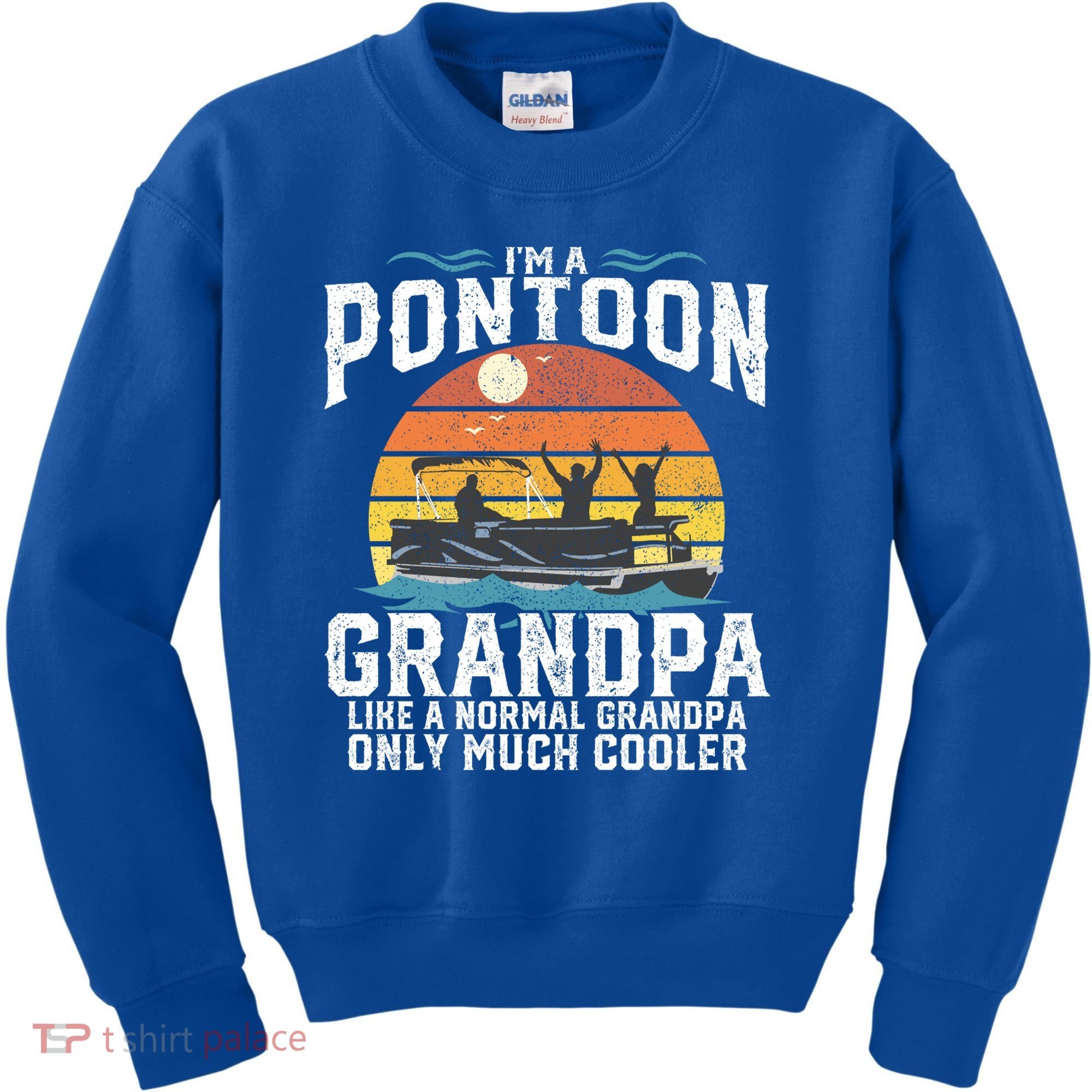 Pontoon Grandpa Captain Retro Funny Boating Fathers Day Gift Kids Sweatshirt