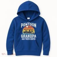 Pontoon Grandpa Captain Retro Funny Boating Fathers Day Gift Kids Hoodie thumb 0