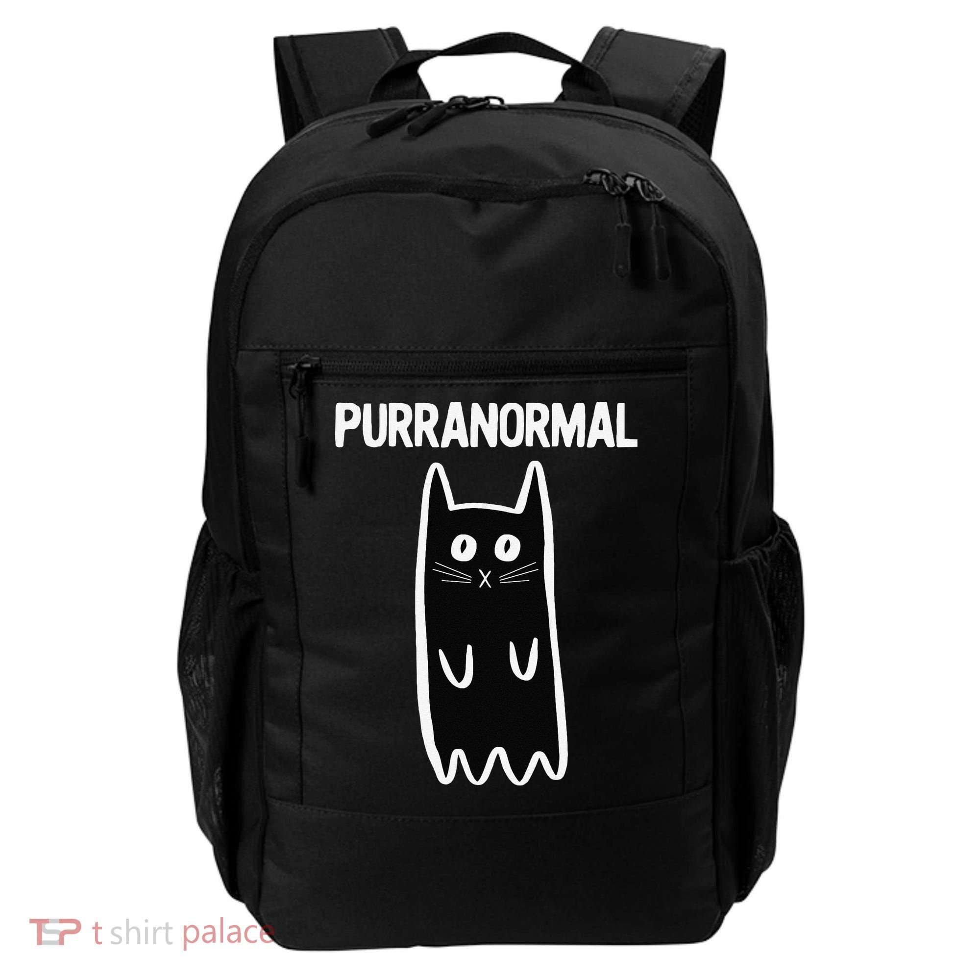 Purranormal Ghost Cat Paranormal Halloween Kitty Cat Backpack