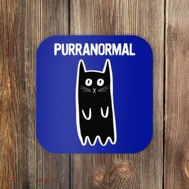 Purranormal Ghost Cat Paranormal Halloween Kitty Cat Coaster