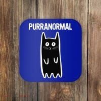 Purranormal Ghost Cat Paranormal Halloween Kitty Cat Coaster thumb 0