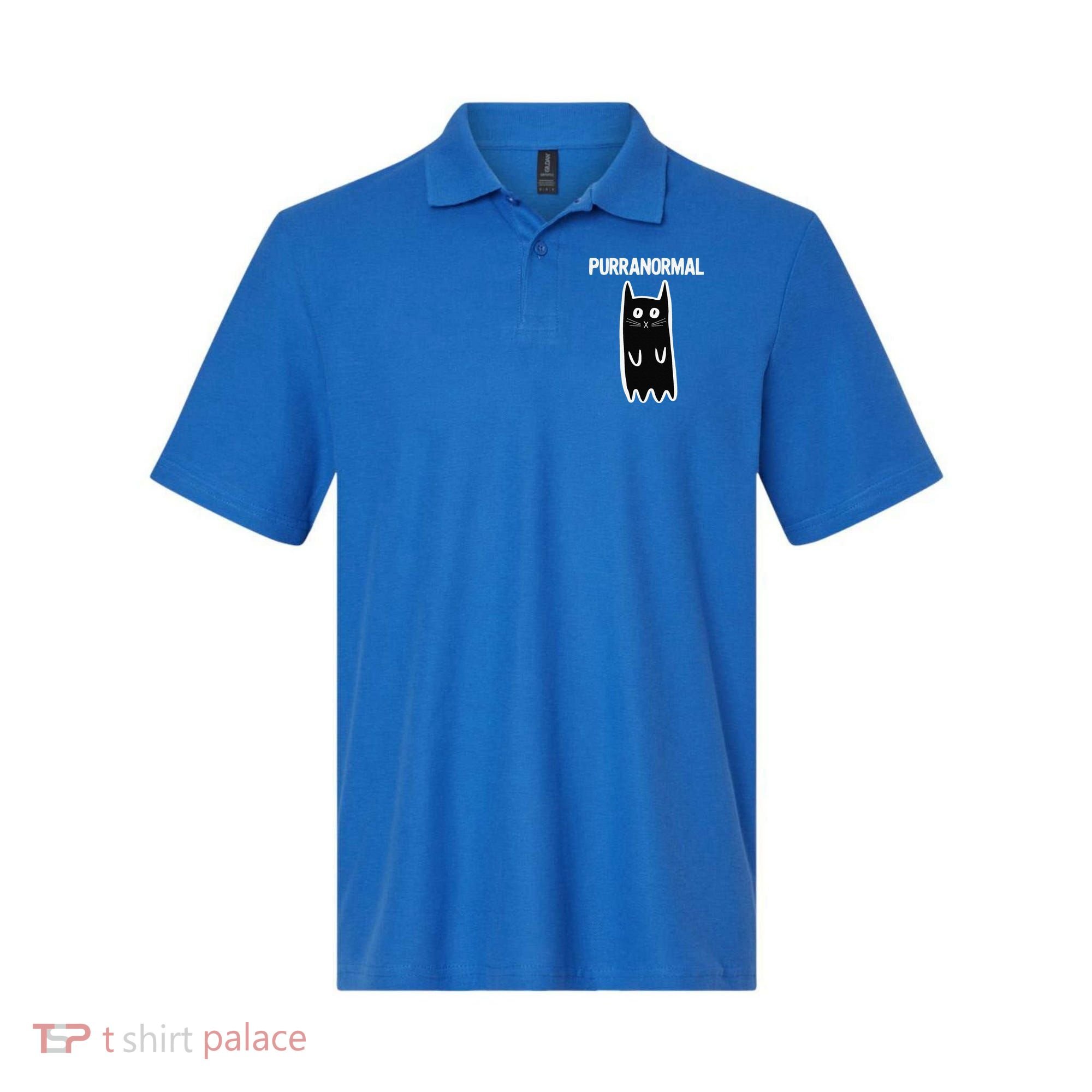 Purranormal Ghost Cat Paranormal Halloween Kitty Cat Polo