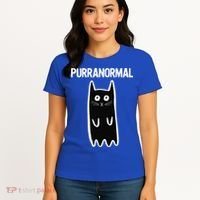 Purranormal Ghost Cat Paranormal Halloween Kitty Cat Women's T-Shirt thumb 4