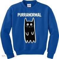 Purranormal Ghost Cat Paranormal Halloween Kitty Cat Kids Sweatshirt thumb 0
