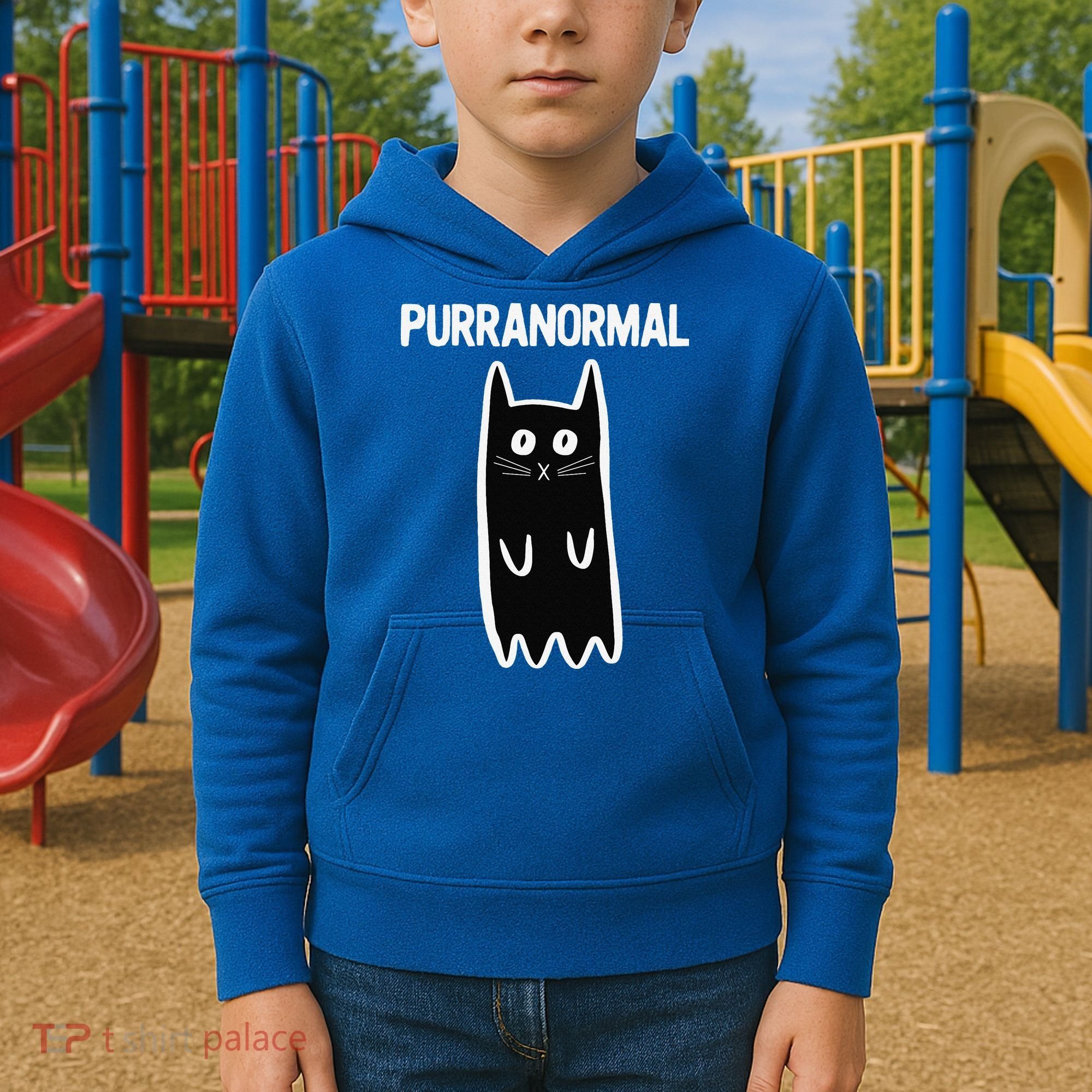 Purranormal Ghost Cat Paranormal Halloween Kitty Cat Kids Hoodie