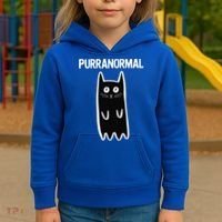 Purranormal Ghost Cat Paranormal Halloween Kitty Cat Kids Hoodie thumb 3