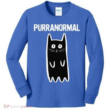 Purranormal Ghost Cat Paranormal Halloween Kitty Cat Kids Long Sleeve Shirt