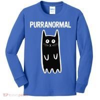 Purranormal Ghost Cat Paranormal Halloween Kitty Cat Kids Long Sleeve Shirt thumb 0