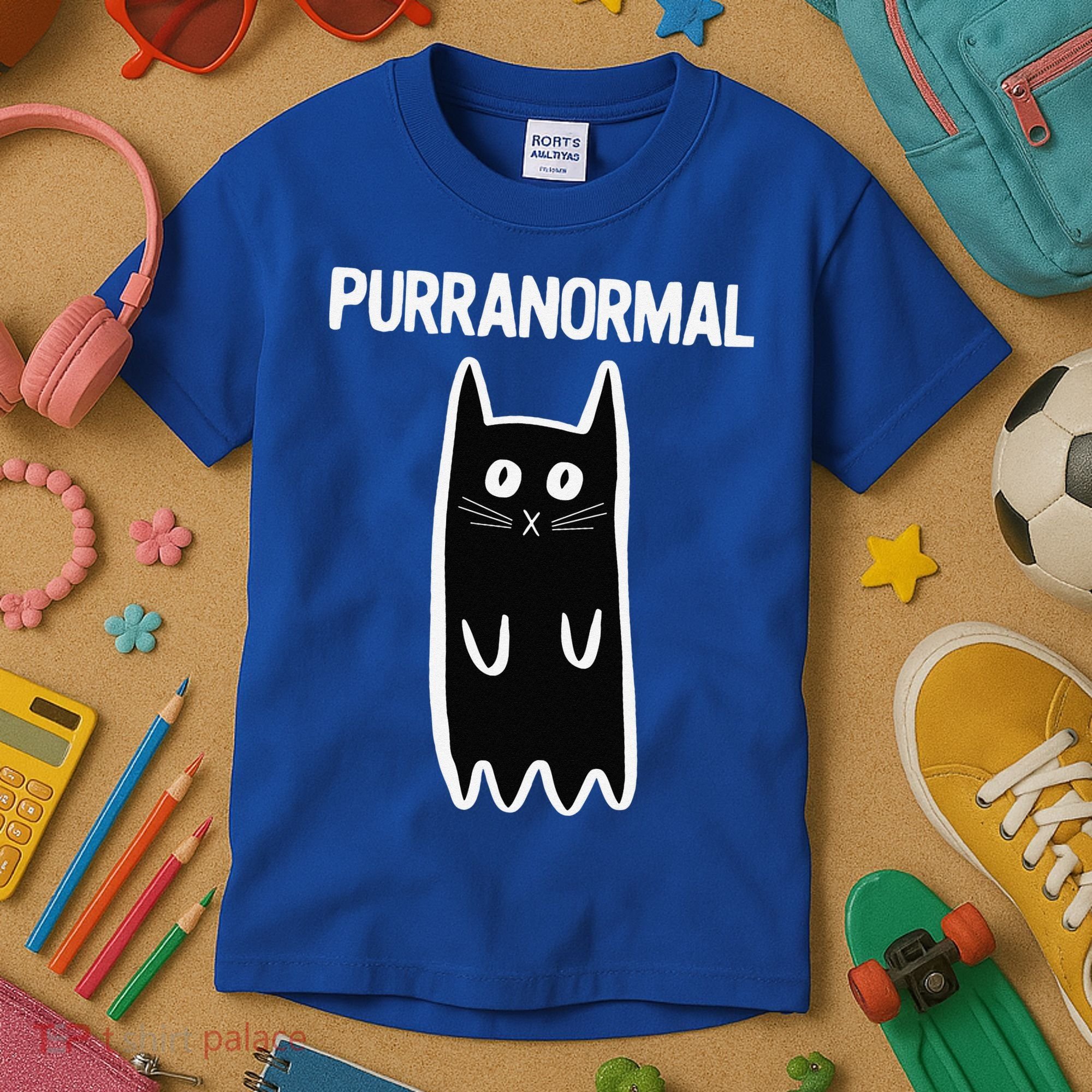 Purranormal Ghost Cat Paranormal Halloween Kitty Cat Kids T-Shirt