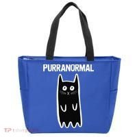 Purranormal Ghost Cat Paranormal Halloween Kitty Cat Tote Bag thumb 0