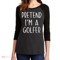Pretend Golfer Costume Halloween Simple Funny Golfing Golf Women's Tri-Blend 3/4-Sleeve Raglan Shirt thumb 2