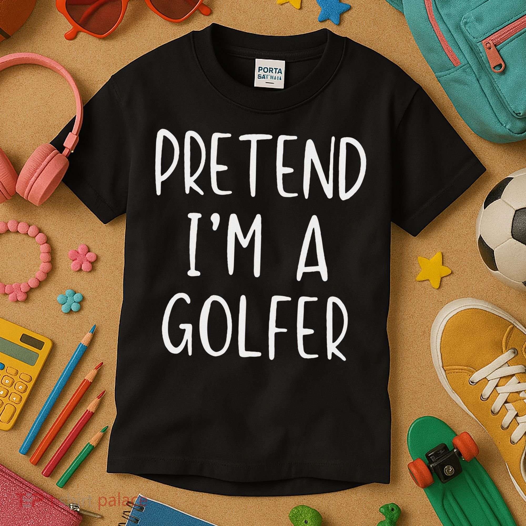 Pretend Golfer Costume Halloween Simple Funny Golfing Golf Kids T-Shirt