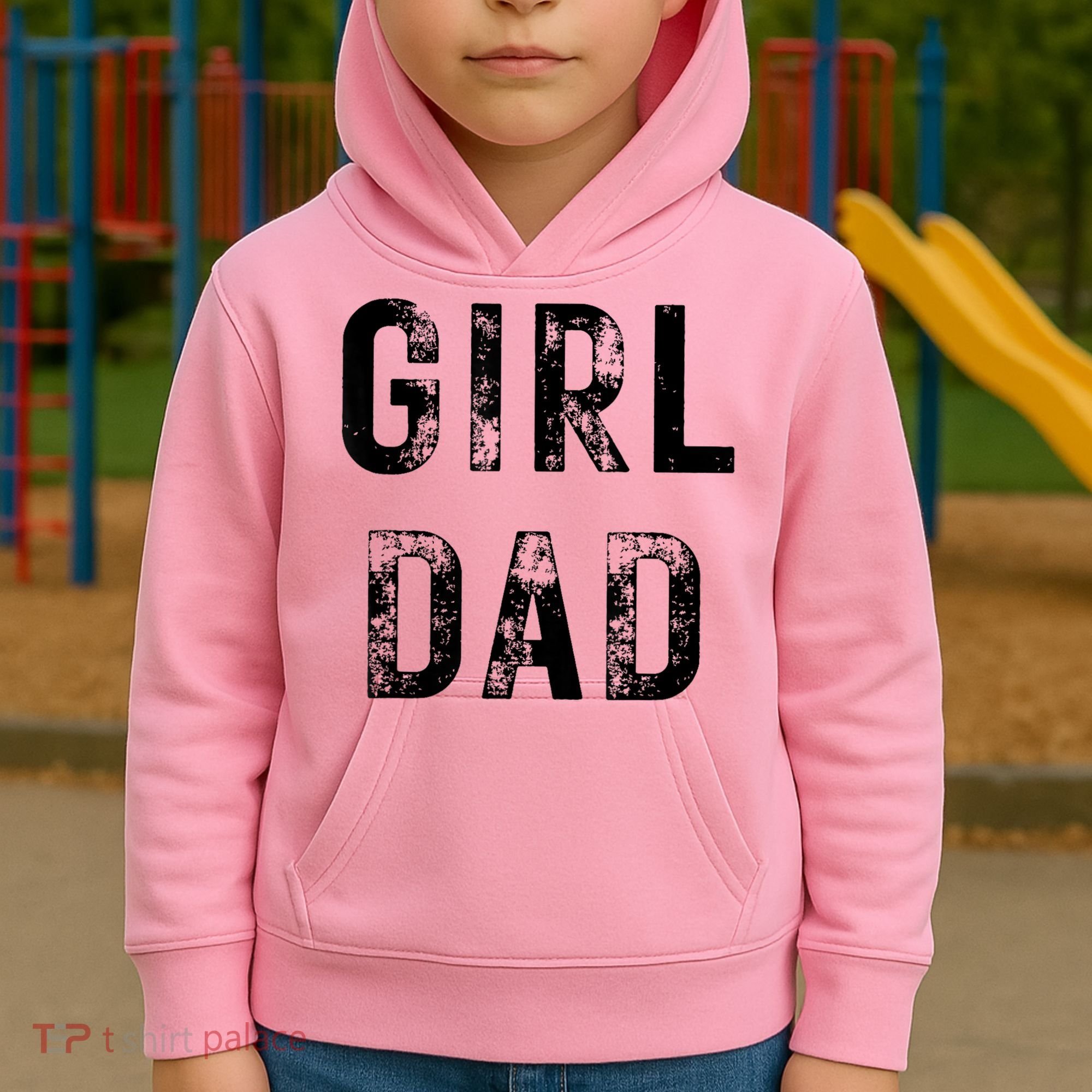 Pink Girl Dad Kids Hoodie