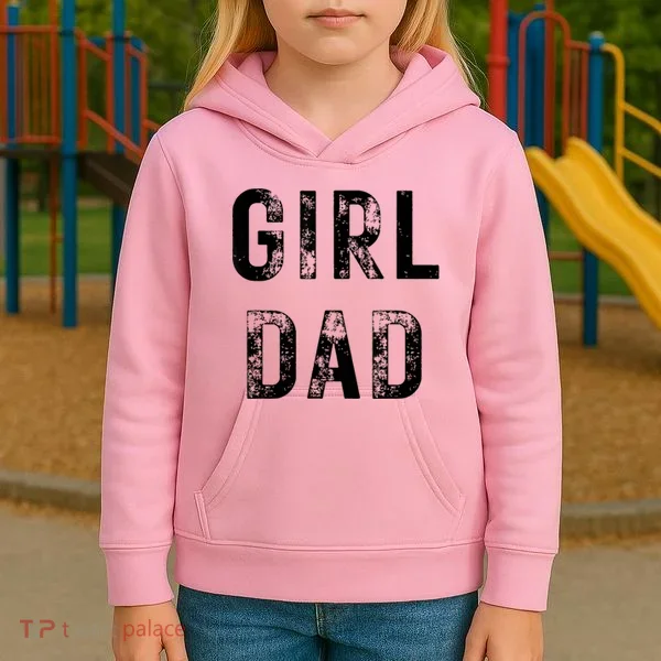 Pink Girl Dad Kids Hoodie