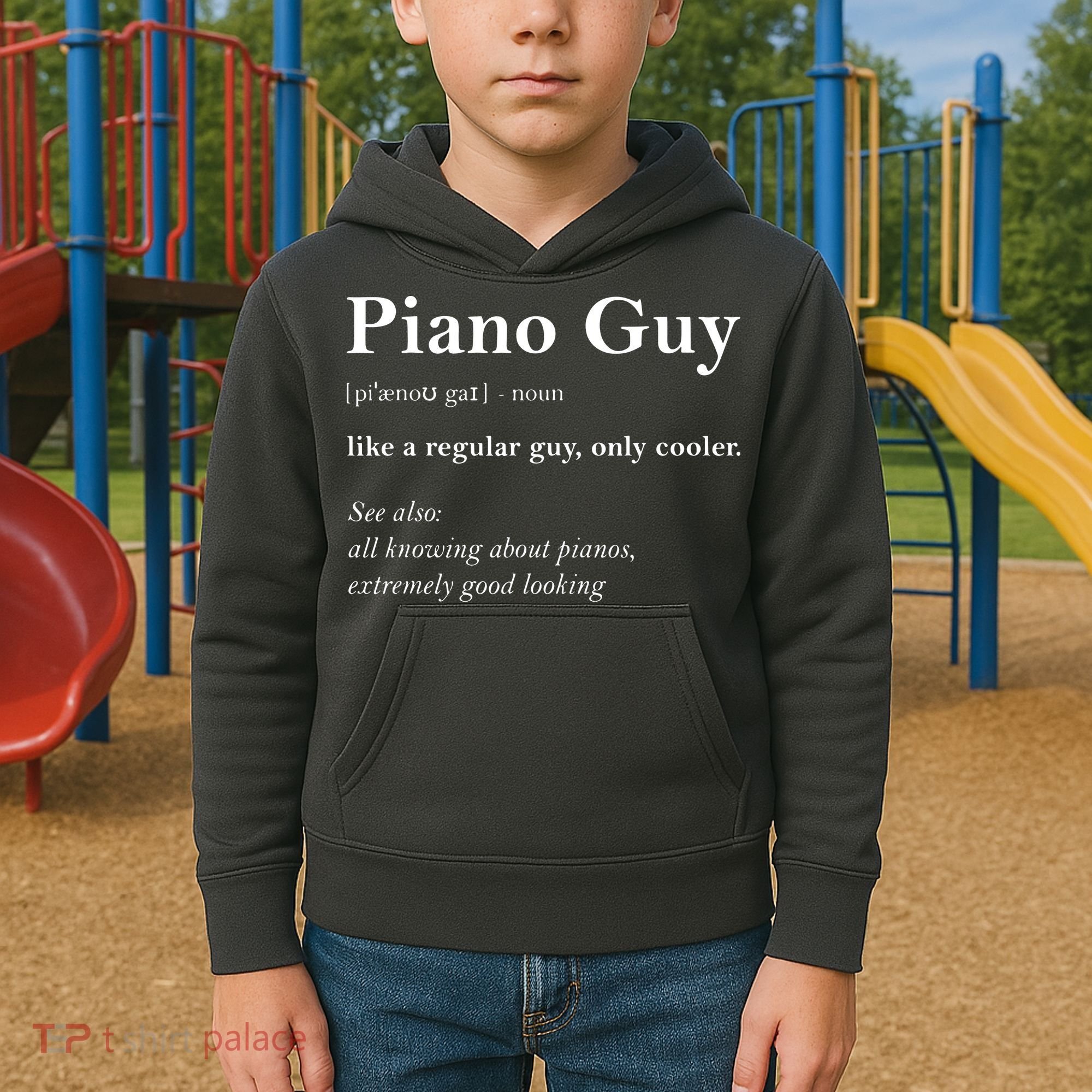 Piano Guy Definition Funny Boy Piano Gift Piano Player Kids Hoodie