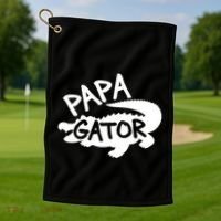 Papa Gator Dad Fathers Day Alligator Daddy Crocodile Cool Gift Golf Towel thumb 1