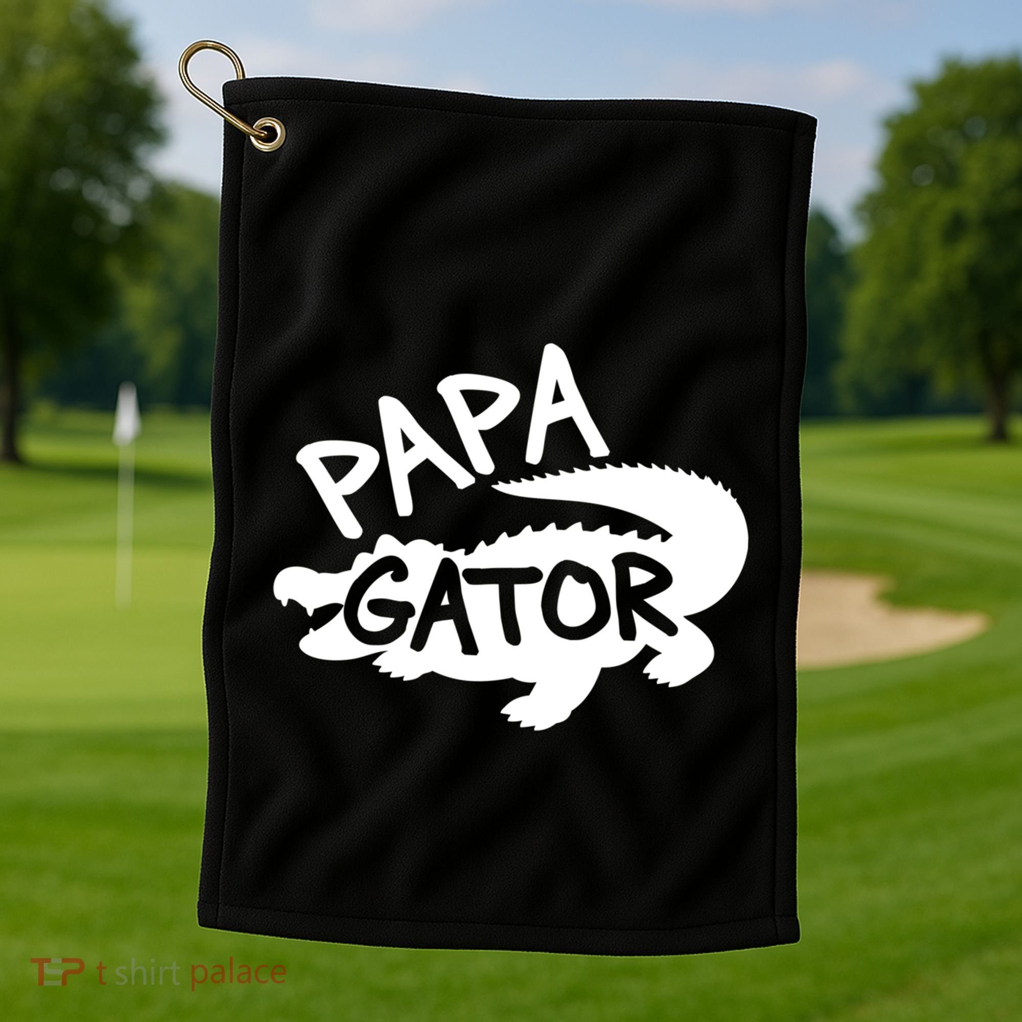 Papa Gator Dad Fathers Day Alligator Daddy Crocodile Cool Gift Golf Towel