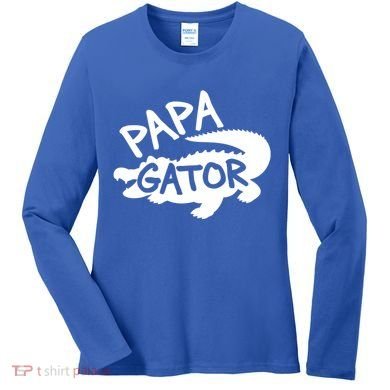 Papa Gator Dad Fathers Day Alligator Daddy Crocodile Cool Gift Women's Long Sleeve Shirt