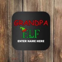 Personalize Grandpa Elf Custom Family Matching Christmas Coaster thumb 0