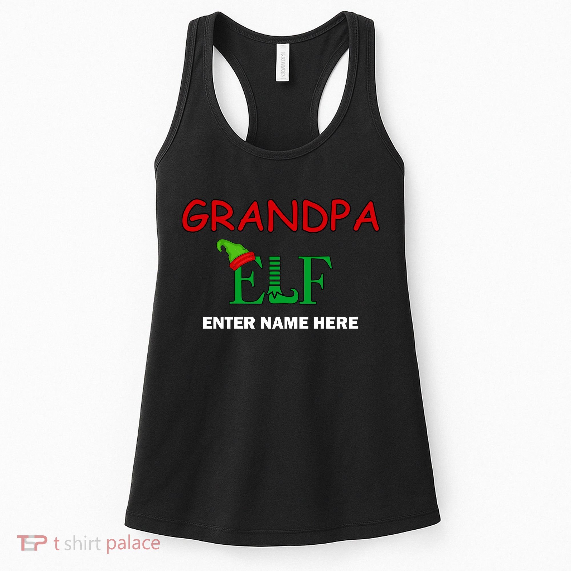 Personalize Grandpa Elf Custom Family Matching Christmas Women's Tank Top
