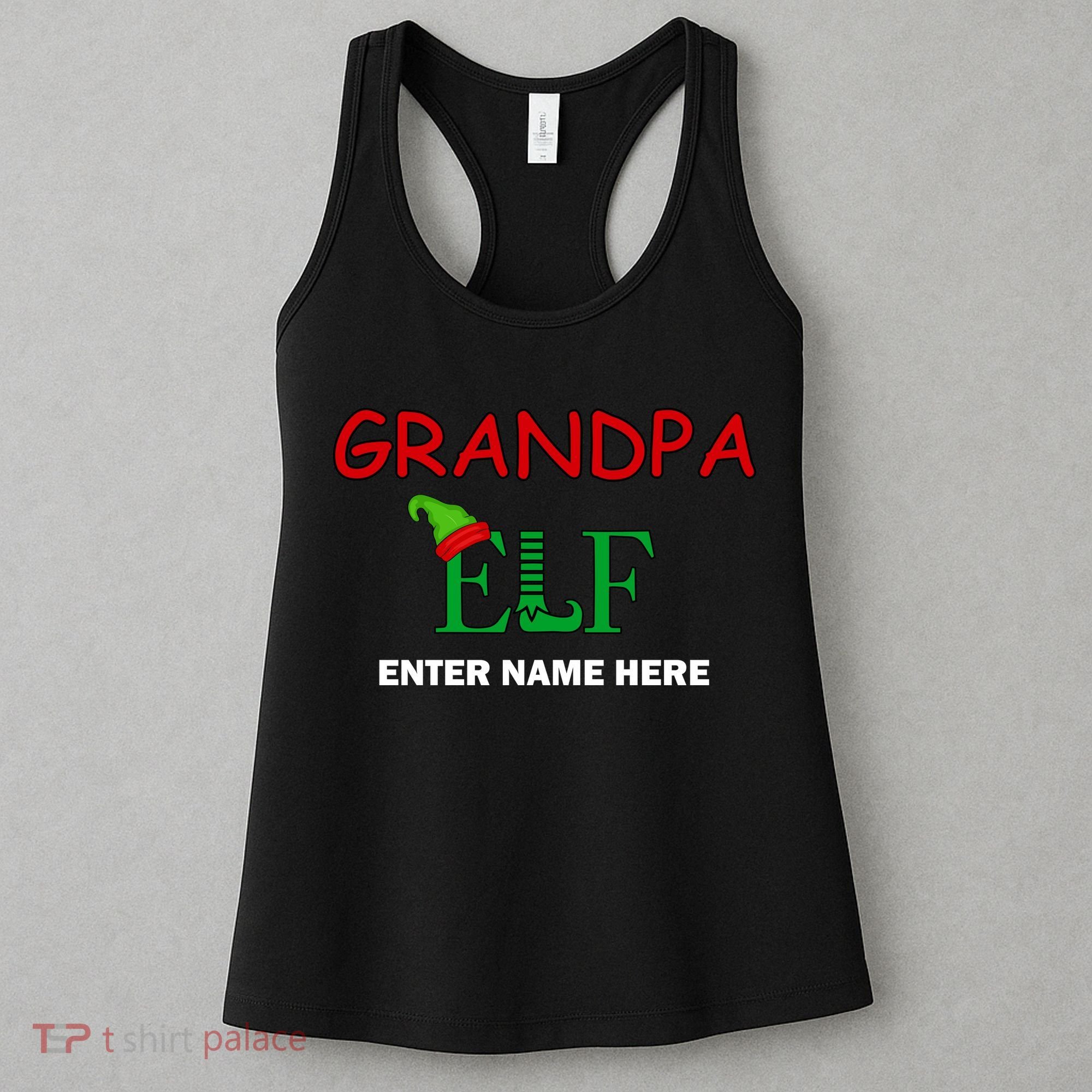 Personalize Grandpa Elf Custom Family Matching Christmas Women's Tank Top