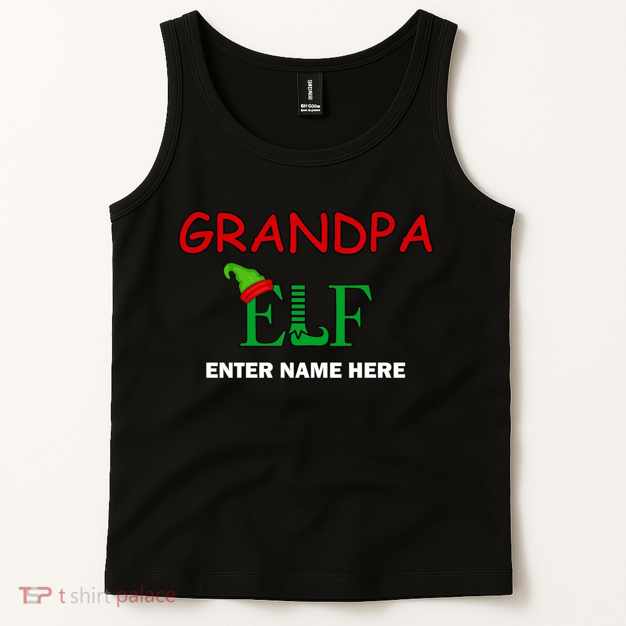 Personalize Grandpa Elf Custom Family Matching Christmas Tank Top