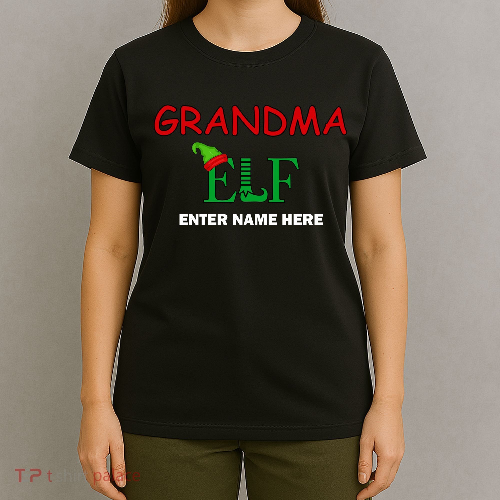 Personalize Grandma Elf Custom Family Matching Christmas T-Shirt