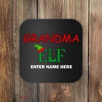 Personalize Grandma Elf Custom Family Matching Christmas Coaster thumb 0