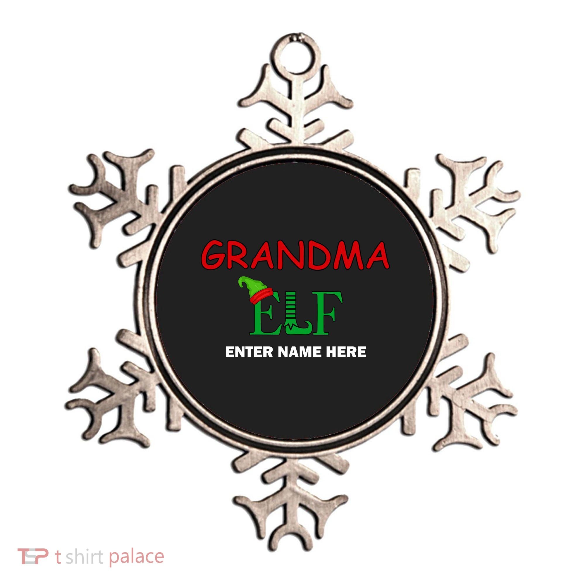 Personalize Grandma Elf Custom Family Matching Christmas Ornament
