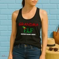Personalize Grandma Elf Custom Family Matching Christmas Women's Tank Top thumb 2
