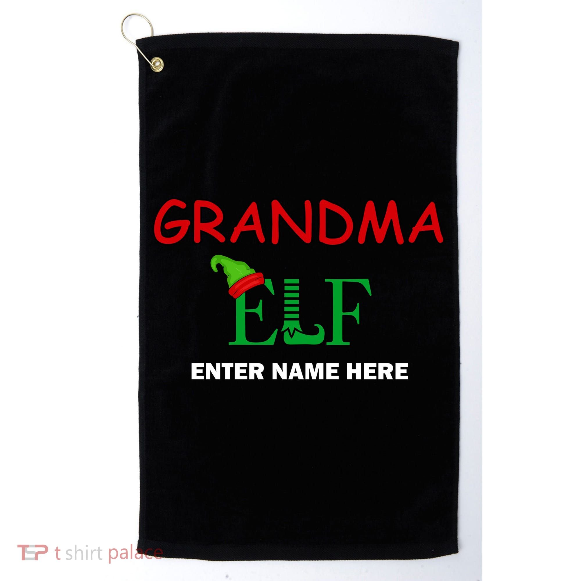 Personalize Grandma Elf Custom Family Matching Christmas Golf Towel