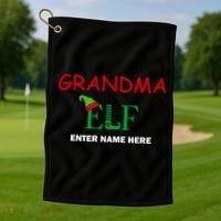 Personalize Grandma Elf Custom Family Matching Christmas Golf Towel thumb 1
