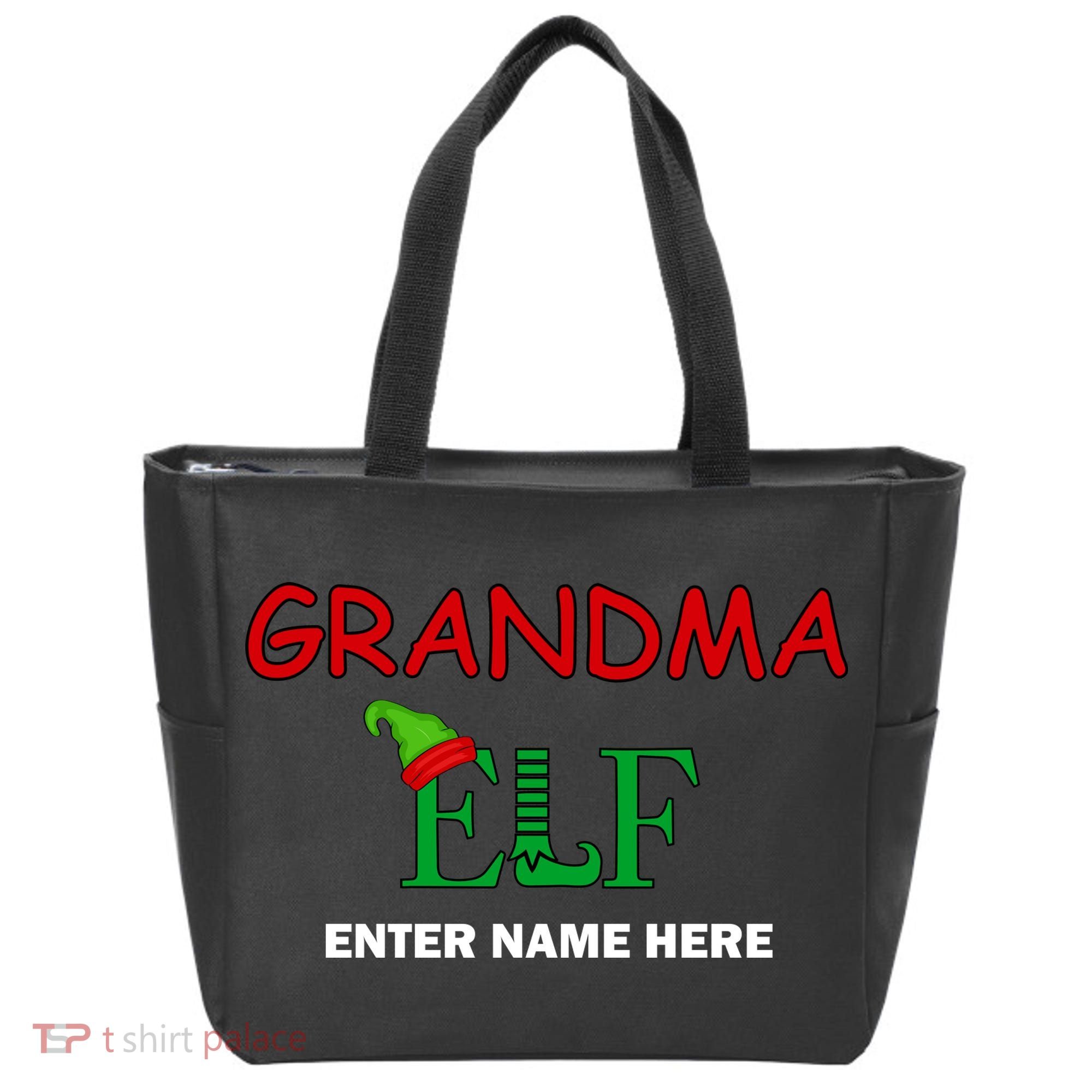 Personalize Grandma Elf Custom Family Matching Christmas Tote Bag