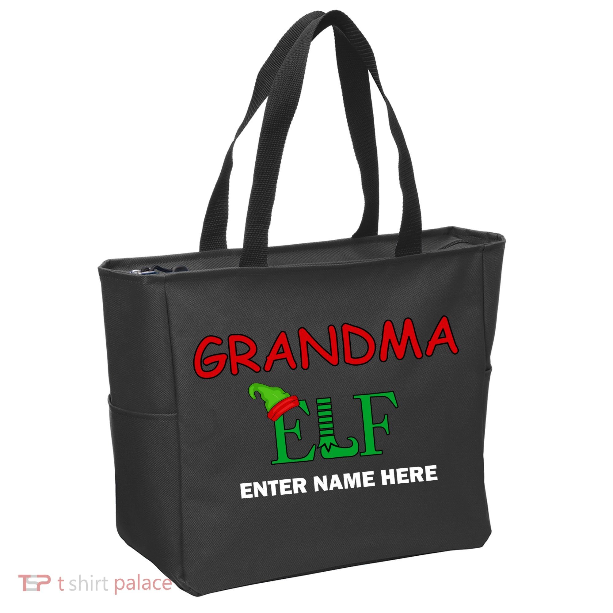 Personalize Grandma Elf Custom Family Matching Christmas Tote Bag